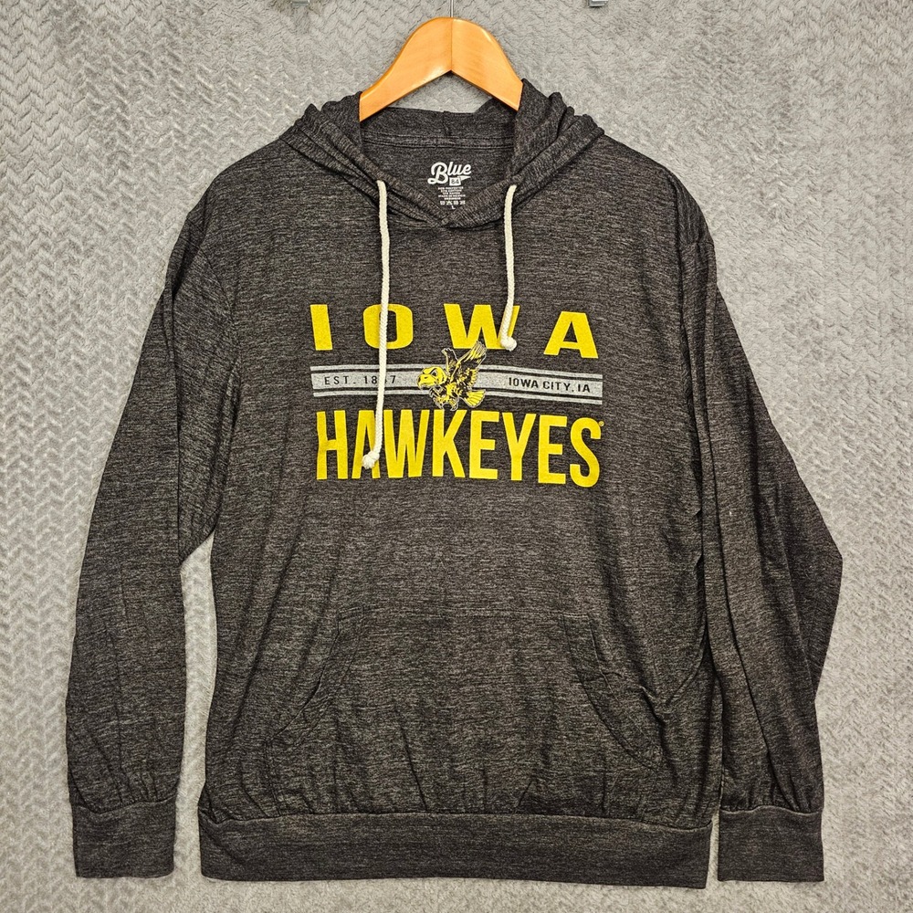 Iowa Hawkeyes Collegiate Mens Large Charcoal Heather Grey Hooded T-Shirt Hoodie
